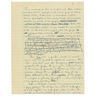 Ronald Reagan Handwritten Draft of Inaugural Address as Governor