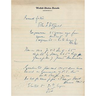 John F. Kennedy Handwritten Notes