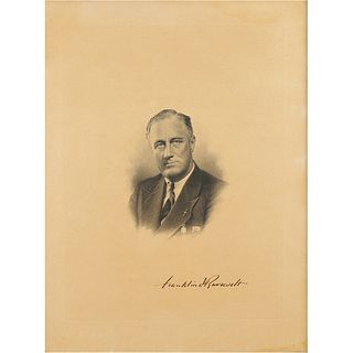 Franklin D. Roosevelt Signed Engraving as President