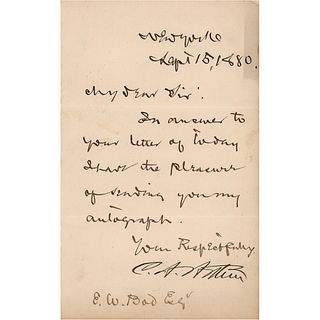 Chester A. Arthur Letter Signed