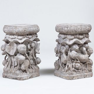Pair of Chinese Carved Stone Stools