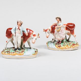 Pair of Staffordshire Milking Groups