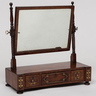 George IV Rosewood and Brass-Inlaid Dressing Mirror