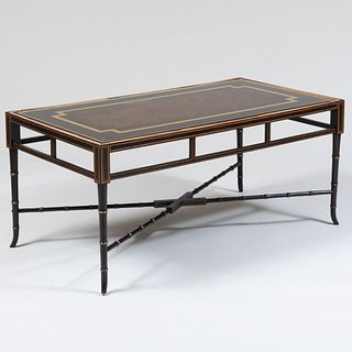 Ebonized Faux Bamboo and Verre Eglomise Low Table