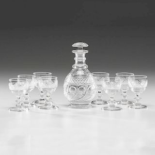 English Cut Glass Decanter and Sherries