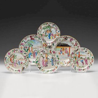 Chinese Export Famille Rose Figural Decorated Plates