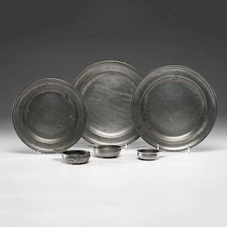 New England Pewter Plates & Porringers