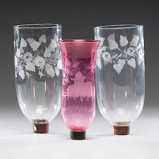 Etched Glass Hurricane Shades