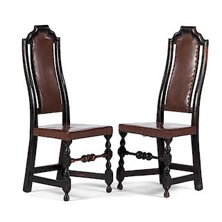William and Mary Side Chairs in Black Paint