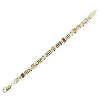1980s 14k Gold Multi Color Gemstone Bracelet