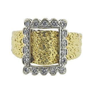 18k Yellow Gold Diamond Belt Ring