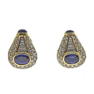 Bvlgari Bulgari 18k Gold Diamond Sapphire Earrings