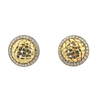 Tiffany &amp; Co 18k Gold Diamond Basket wave Earrings