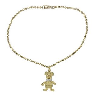 Pomellato 18k Gold Diamond Dog Pendant Necklace 