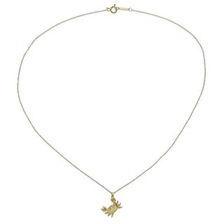 Tiffany &amp; Co 18k Gold Diamond Crab Pendant Charm Necklace