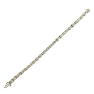 14k Gold Diamond Three Row Line Bracelet 
