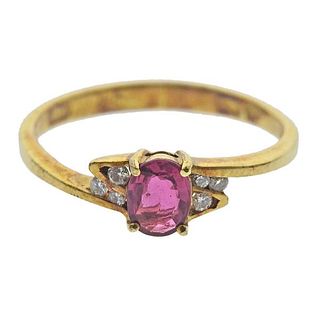 18k Gold Diamond Ruby Ring