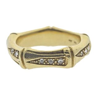 18k Gold Diamond Bone Eternity Band Ring