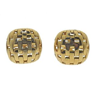 18k Gold Basket Weave Earrings