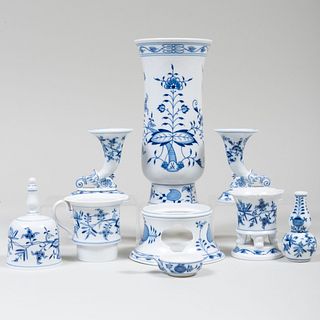 Group of Meissen Blue Onion Table Articles