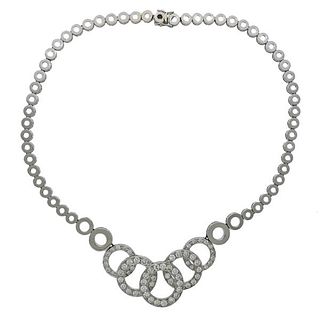 18k Gold Diamond Circle Link Necklace