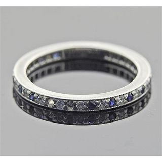 Tiffany &amp; Co Platinum Diamond Sapphire Eternity Band Ring