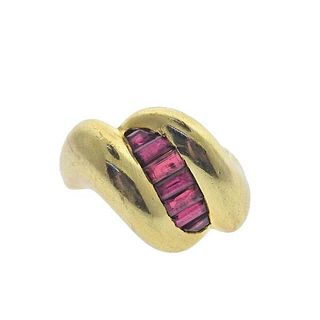 Chantecler Capri 18k Gold Ruby Bypass Ring