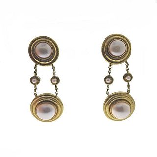 Elizabeth Locke 18k Gold Mabe Pearl Drop Earrings