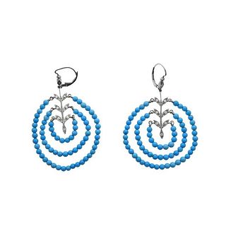 Cathy Waterman Platinum Diamond Turquoise Earrings