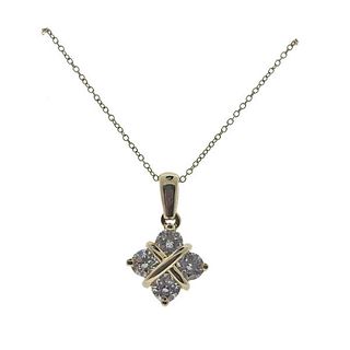 14k Gold Diamond X Pendant Necklace 