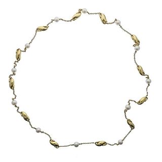 Tiffany &amp; Co Elsa Peretti 18k Gold Pearl Necklace