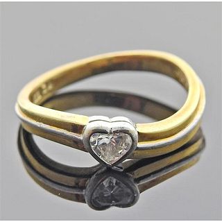 18k Gold Diamond Heart Band Ring