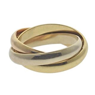 Cartier Trinity 18k Tri Color Gold Rolling Band Ring Sz 57