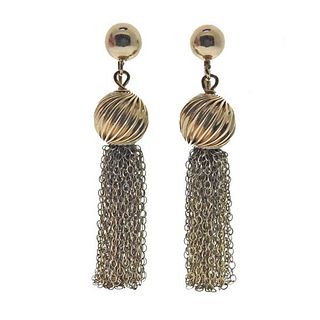 14k Gold Tassel Drop Earrings