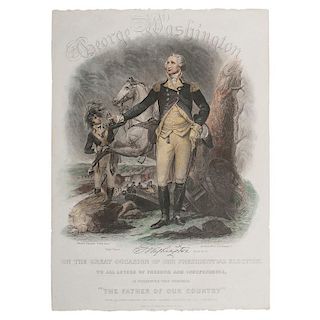 Hand-Colored Engraving of George Washington after Trumbull