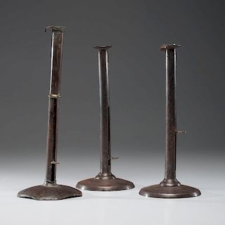 Trio of Scarce Tall Tin Hogscraper Candles