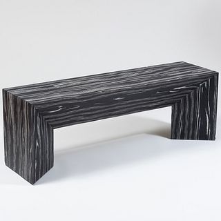 Contemporary Black and White 'Ecowood' Veneered Bench