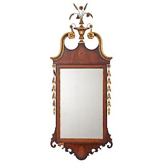 Federal Inlaid and Gilt Gesso Mirror