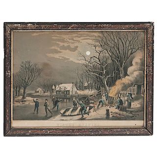 Winter Evening and A Home in the Wilderness by Currier and Ives