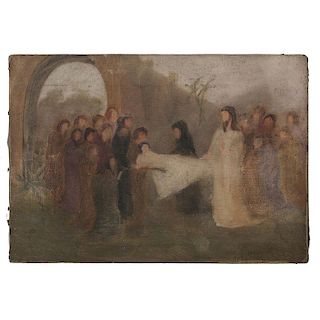 Study for Jesus healing the Paralytic, Attributed to Clayton S. Price (1874-1950)