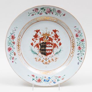 Chinese Export Porcelain Charger with Arms of Best Impaling Crook
