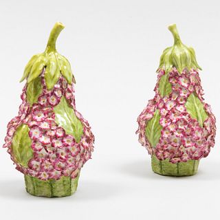 Pair of Lady Anne Gordon Porcelain Models of Flower Encrusted Eggplants