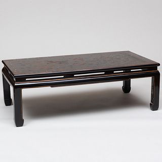 Chinese Style Black, Gilt, and Polychrome Decorated Low Table