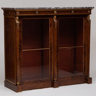 Regency Gilt-Metal-Mounted Mahogany and Parcel-Gilt Bookcase, in the Egyptian Taste