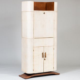 Art Deco Parchment-Veneered Bar Cabinet