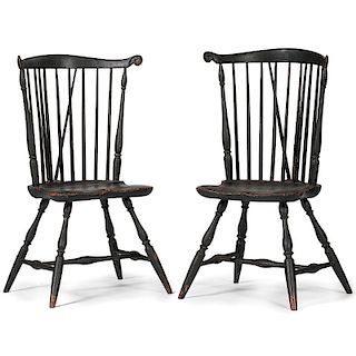 Exceptional New England Brace-Back Windsor Side Chairs
