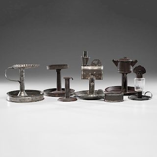 A Group of Scarce Early Tin Lighting Forms