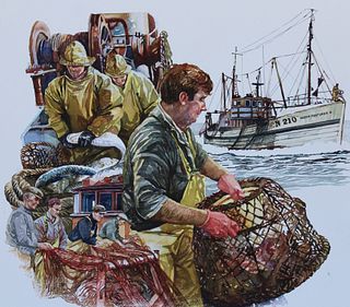 Brian Sanders (B. 1937) "Deep Sea Fishing"