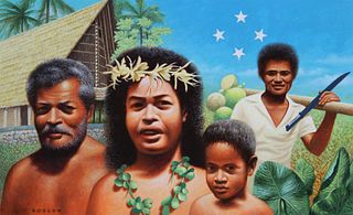 Howard Koslow (1924-2016) "Micronesian Citizens"