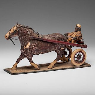 Southern Folk Art Sulky Carving with African American Driver